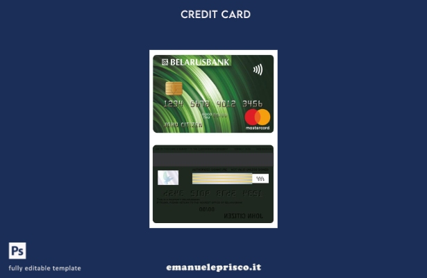 modello di mastercard bancario bielorusso in stile verificato